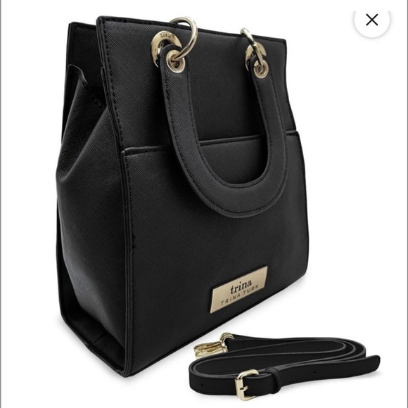 Trina Turk Elegant Black Tote with Gold Accents - Picture 1 of 2